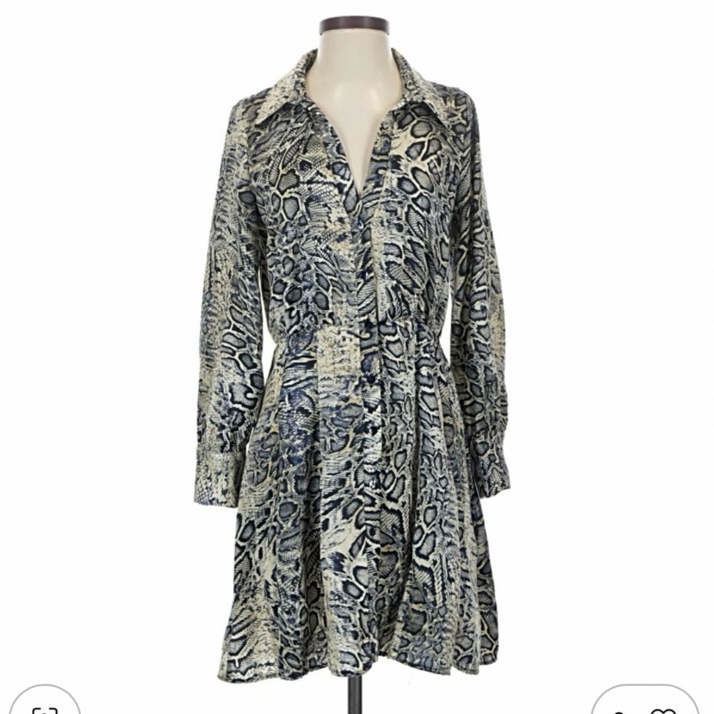 NWT Zara Stylish Black and Gray Animal Print Dress